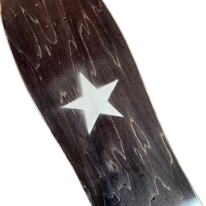 Stardust Metallic Silver Star Old School Shaped Deck 10.0" x 31.4" Charcoal Veneer