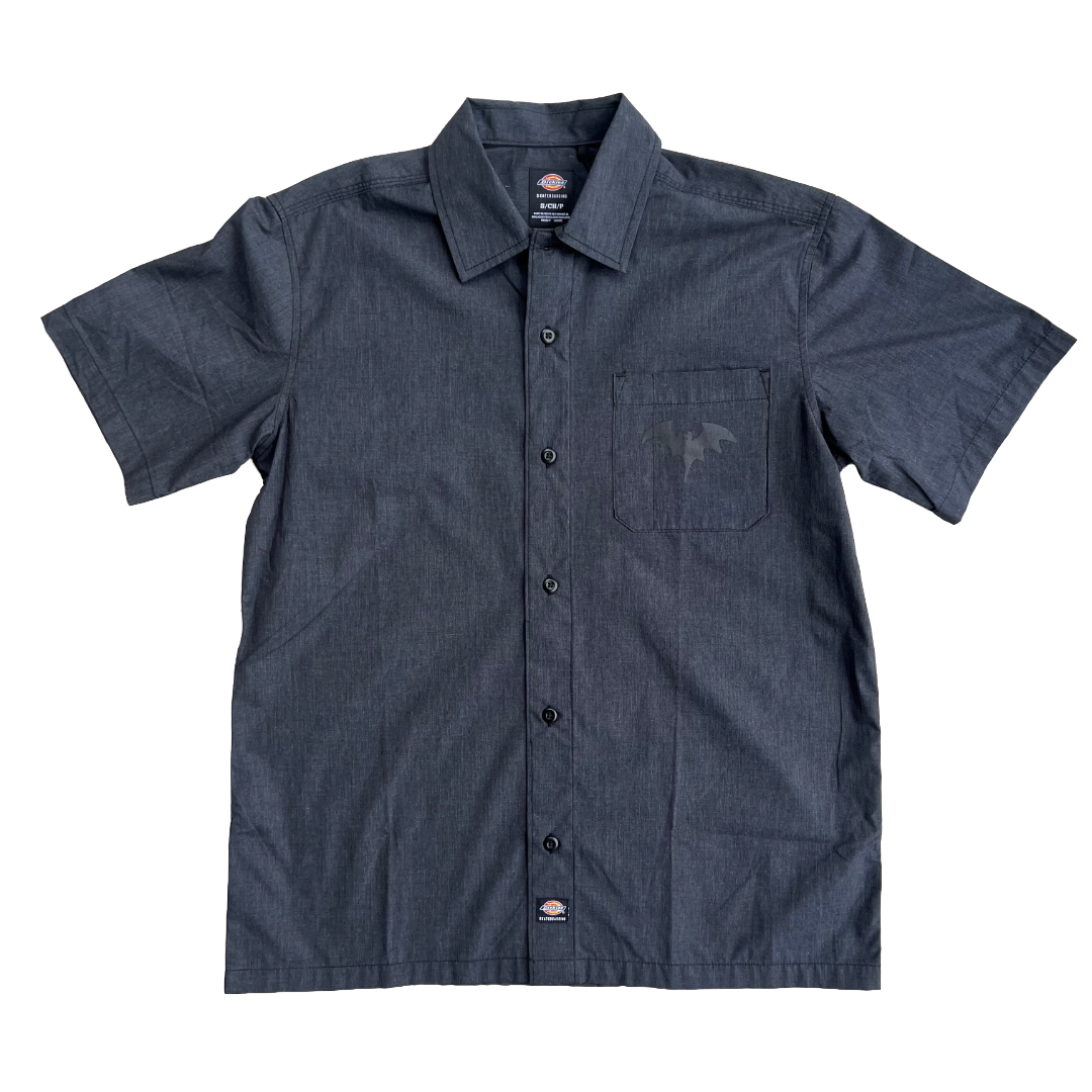 Stardust Bat / Spider Web Dickies Skateboarding Waynesboro Short Sleeve Shirt 041 & 042 Black / Black