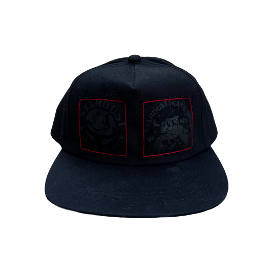Stardust Patch Mash Ups Snapback Hat Felix 012 & Raver 011 Black / Black / Bright Red Stitching