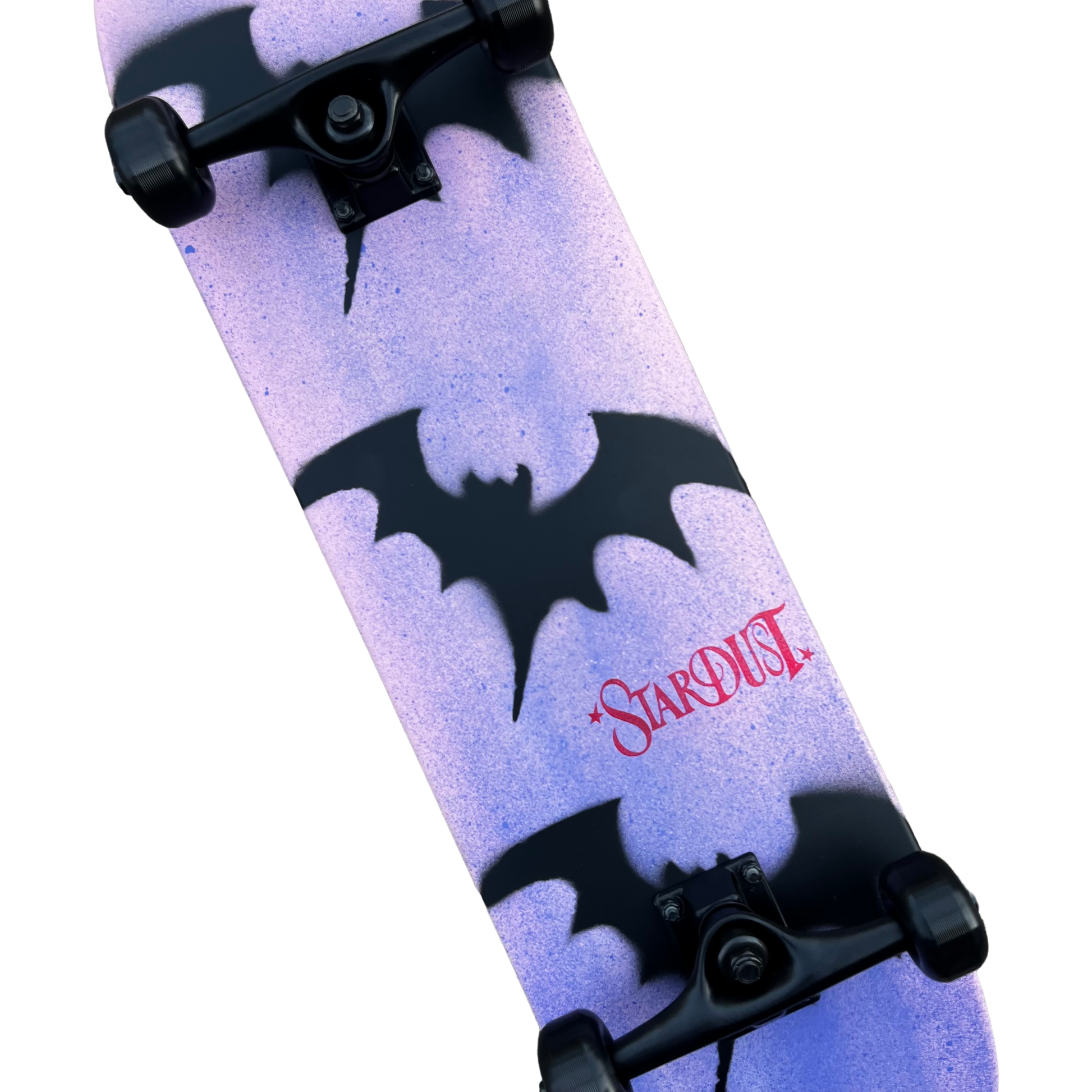 Stardust Skate Shop Tri-Bat Wanderlust Full Size Pre-Built Complete Entry Level Skateboard 8.0" x 31.75" Soft Pink With Iris Spray / Flat Black / Bright Red