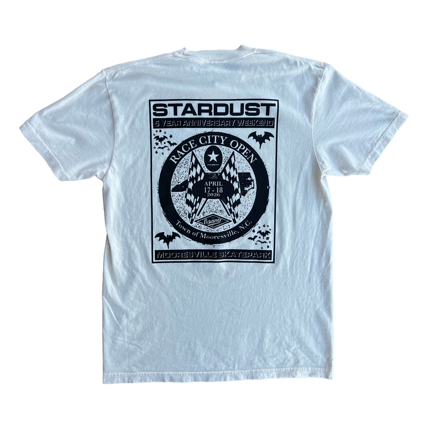 Stardust Skate Shop Race City Open 2026 Garment-Dyed Tee 049 Ivory / Black