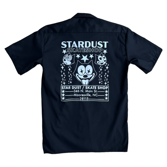 Stardust Skate Shop Felix Dickies Screenprinted Short Sleeve Work Shirt 012 Black / White
