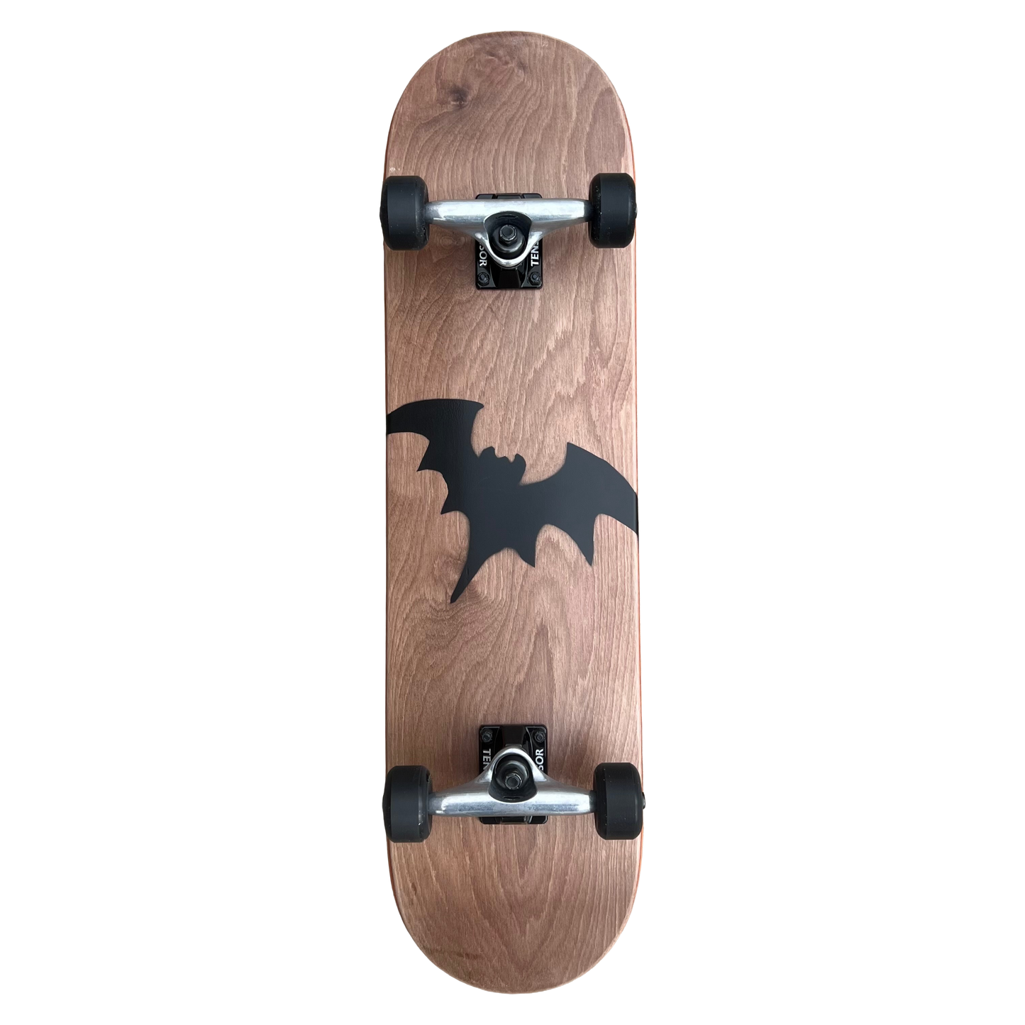Stardust Skate Shop Brown Veneer / Matte Black Bat 041 Pre-Built Complete Entry Level Skateboard 8.125" x 31.8"