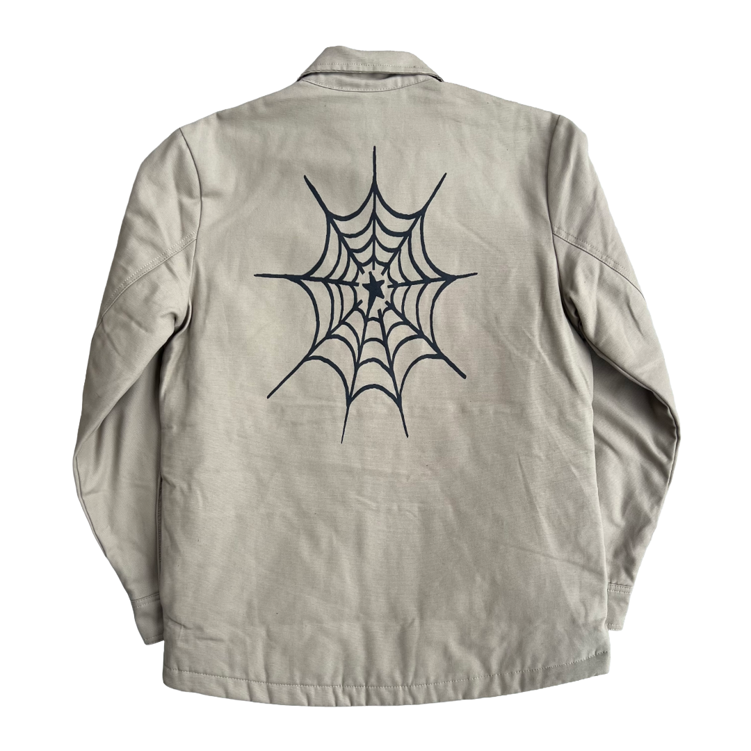Stardust Bat / Spider Web Dickies Skateboarding Heavyweight Lined Duck Snap Shirt Jacket 041 & 042 Khaki / Black