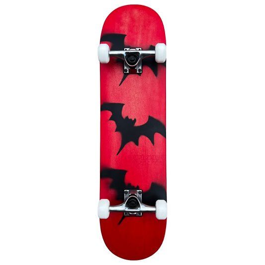 Stardust Skate Shop Tri-Bat Blackletter Full Size Pre-Built Complete Entry Level Skateboard 8.0" x 31.75" Bright Red Patina / Flat Black / Bright Red