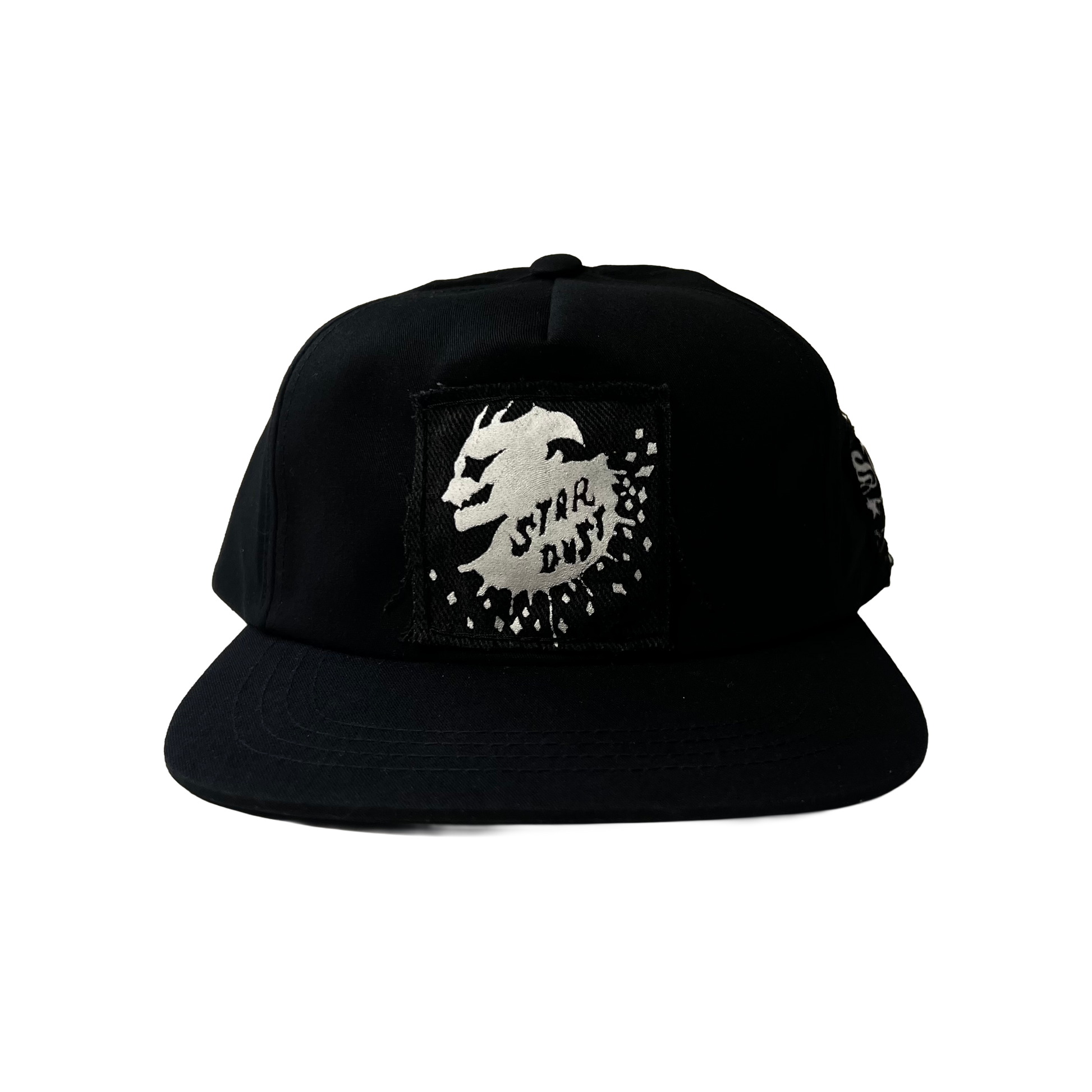 Stardust Patch Mash Ups Snapback Hat Devil Man 018 & Blackletter 040 Black / White