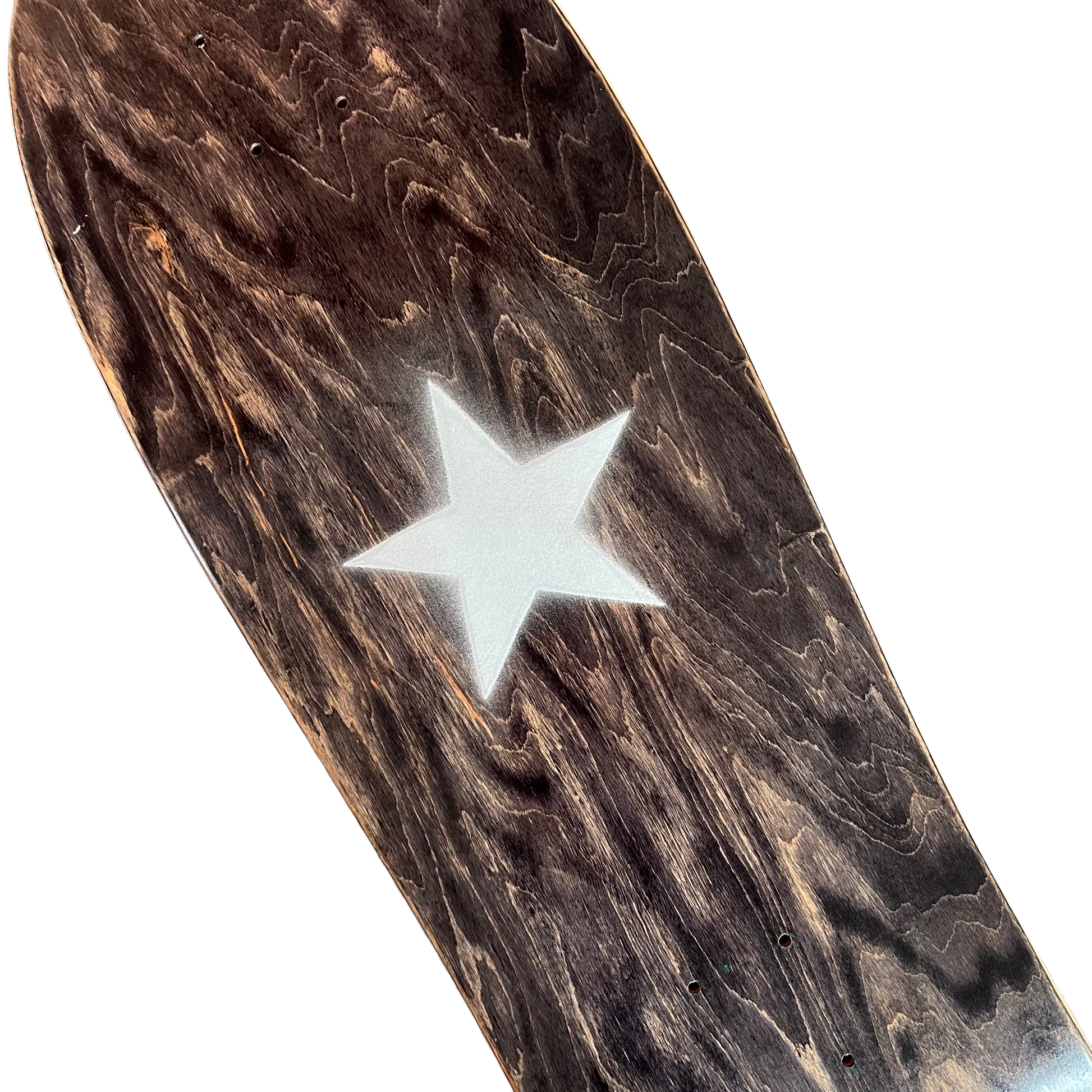 Stardust Metallic Silver Star Old School Shaped Deck 10.0" x 30.8" Charcoal Veneer