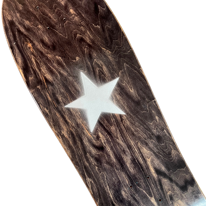 Stardust Metallic Silver Star Old School Shaped Deck 10.0" x 30.8" Charcoal Veneer