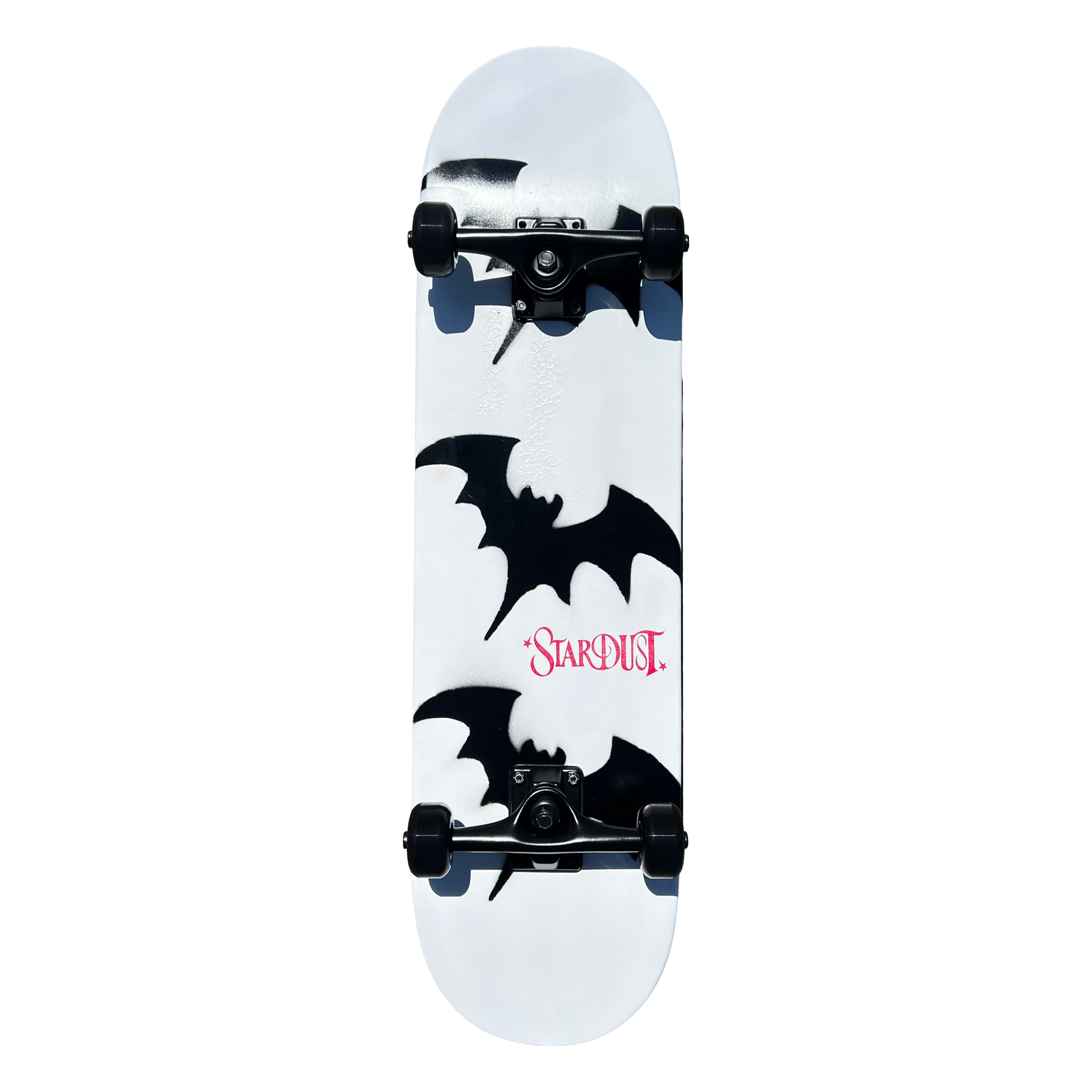 Stardust Skate Shop Tri-Bat Wanderlust Full Size Pre-Built Complete Entry Level Skateboard 8.38" x 31.8" Flat White / Satin Black / Bright Red