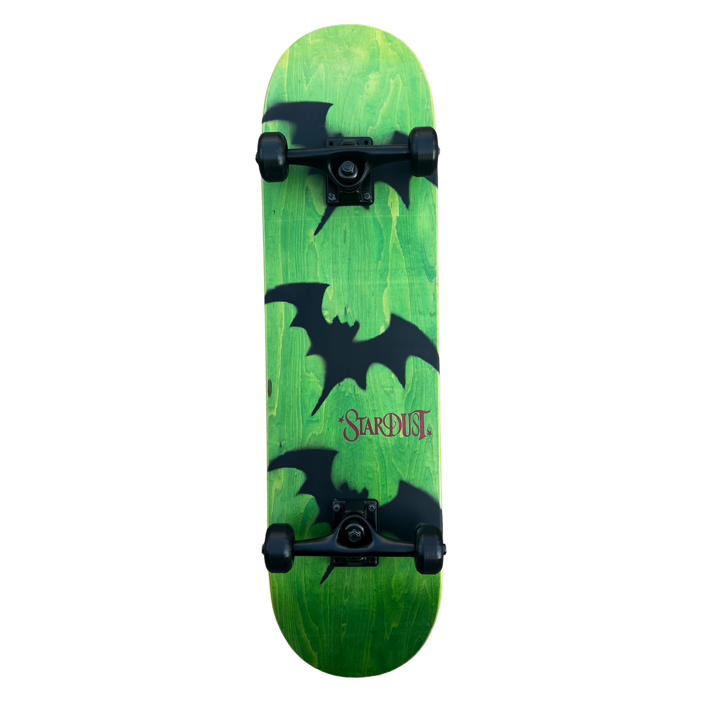 Stardust Skate Shop Tri-Bat Wanderlust Full Size Pre-Built Complete Entry Level Skateboard 8.25" x 32.0" Green Veneer / Flat Black / Bright Red