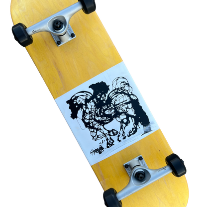 Stardust Skate Shop Dalinean Horse 013 Pre-Built Complete Entry Level Skateboard 8.375" x 32.25" Yellow Veneer / White / Matte Black (Standard Cut)