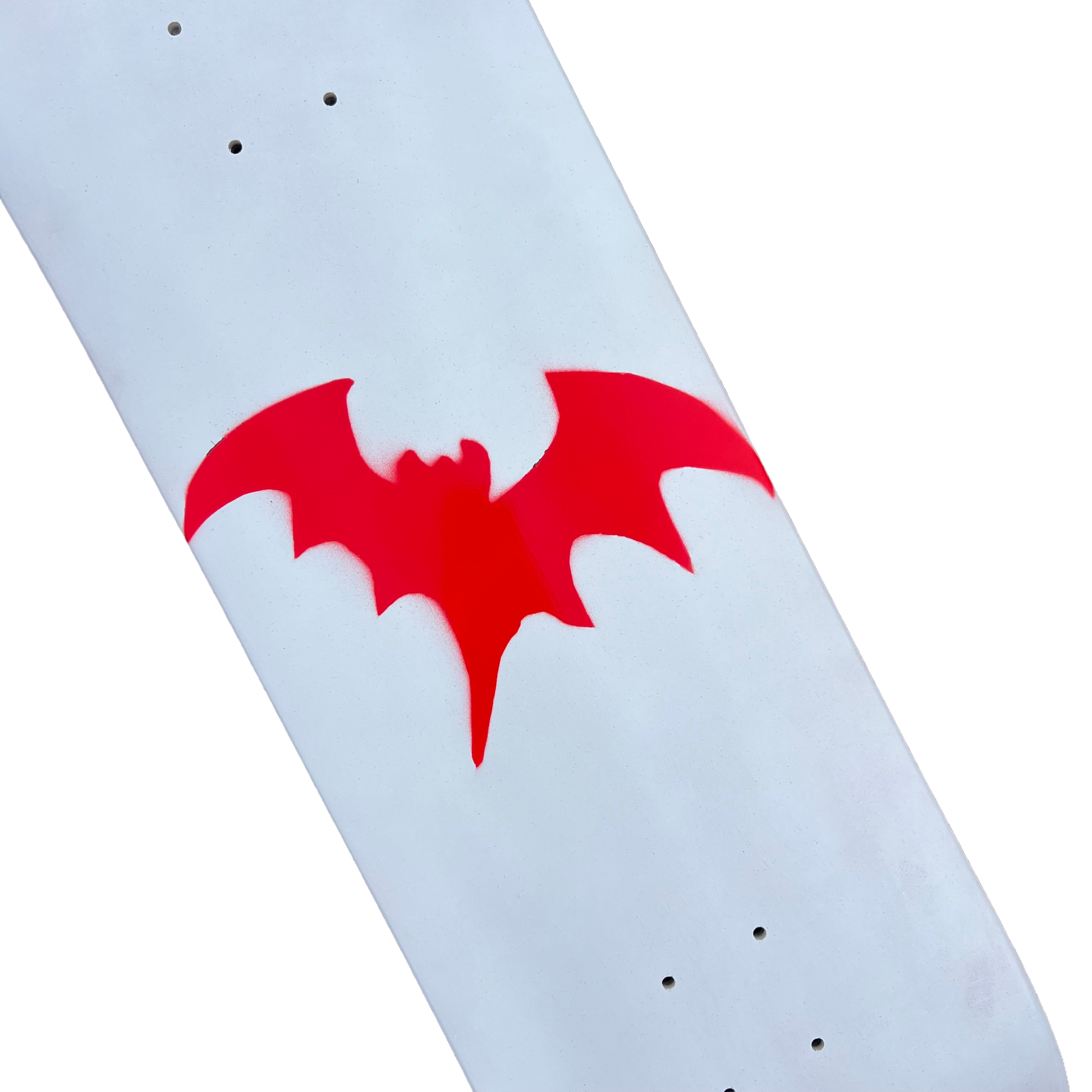 Stardust Matte White / Bright Red Bat Deck 041 8.75" (Full Cut)