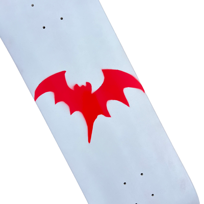 Stardust Matte White / Bright Red Bat Deck 041 8.75" (Full Cut)