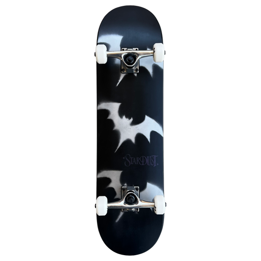 Stardust Skate Shop Tri-Bat Wanderlust Full Size Pre-Built Complete Entry Level Skateboard 8.0" x 31.75" Flat Black / Metallic Silver / Purple Shimmer