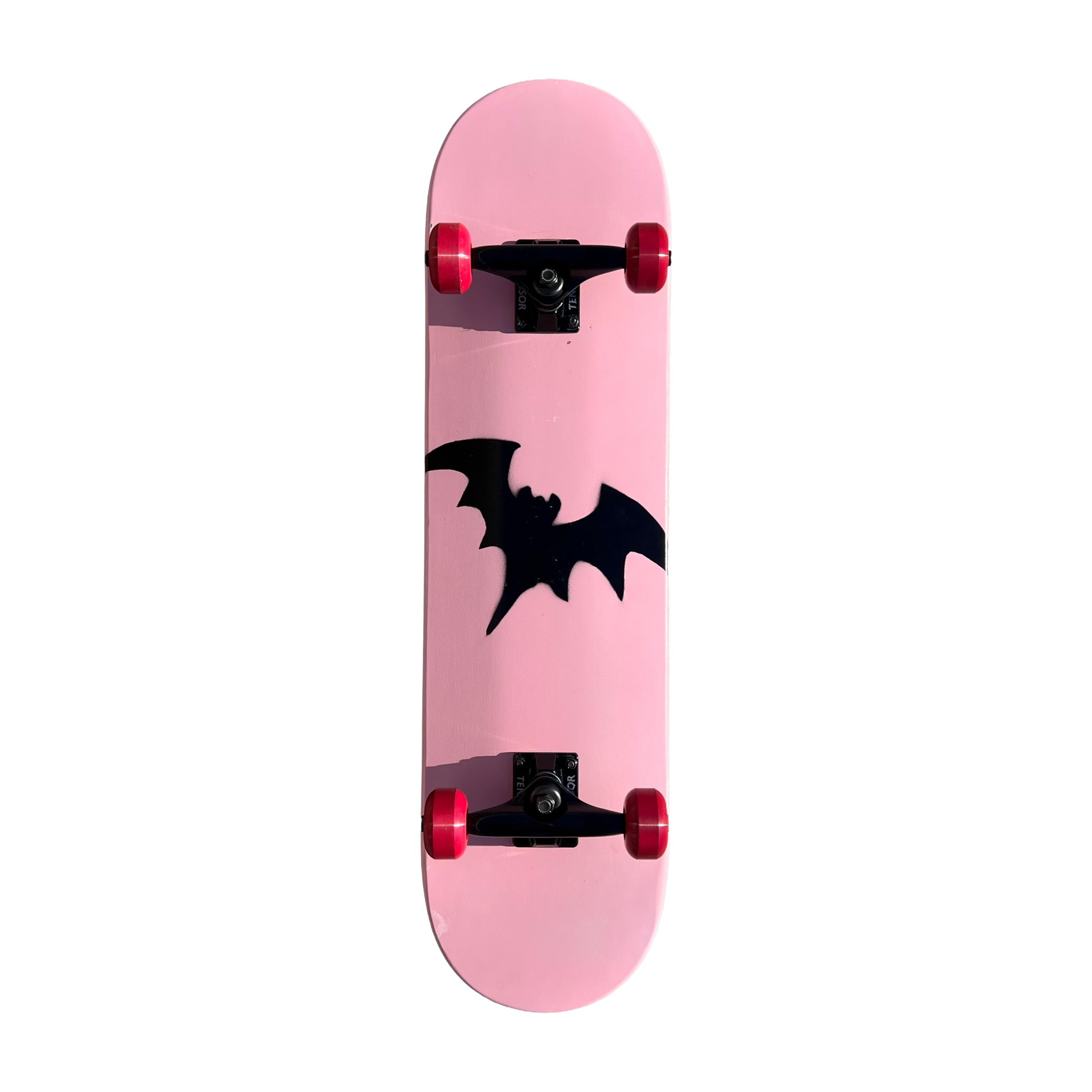 Stardust Skate Shop Soft Pink / Matte Black Bat 041 Mid Size Pre-Built Complete Entry Level Skateboard 8.0" x 31.7"