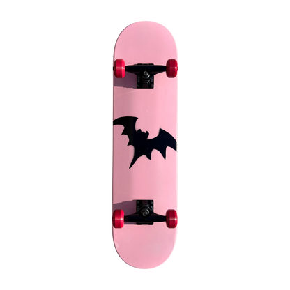 Stardust Skate Shop Soft Pink / Matte Black Bat 041 Mid Size Pre-Built Complete Entry Level Skateboard 8.0" x 31.7"