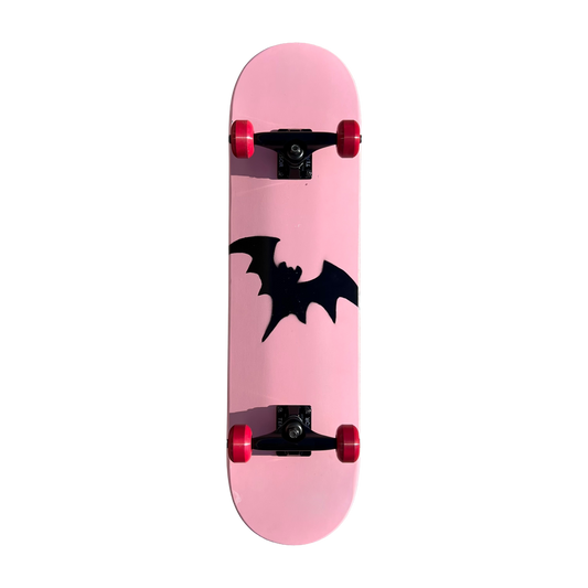 Stardust Skate Shop Soft Pink / Matte Black Bat 041 Mid Size Pre-Built Complete Entry Level Skateboard 8.0" x 31.7"