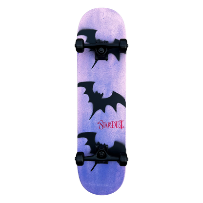Stardust Skate Shop Tri-Bat Wanderlust Full Size Pre-Built Complete Entry Level Skateboard 8.0" x 31.75" Soft Pink With Iris Spray / Flat Black / Bright Red