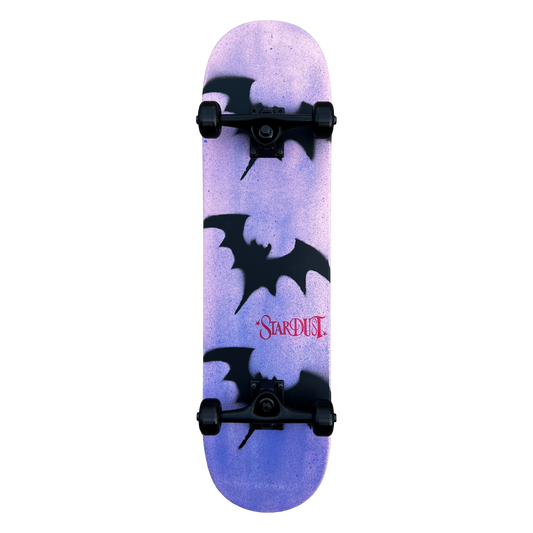 Stardust Skate Shop Tri-Bat Wanderlust Full Size Pre-Built Complete Entry Level Skateboard 8.0" x 31.75" Soft Pink With Iris Spray / Flat Black / Bright Red