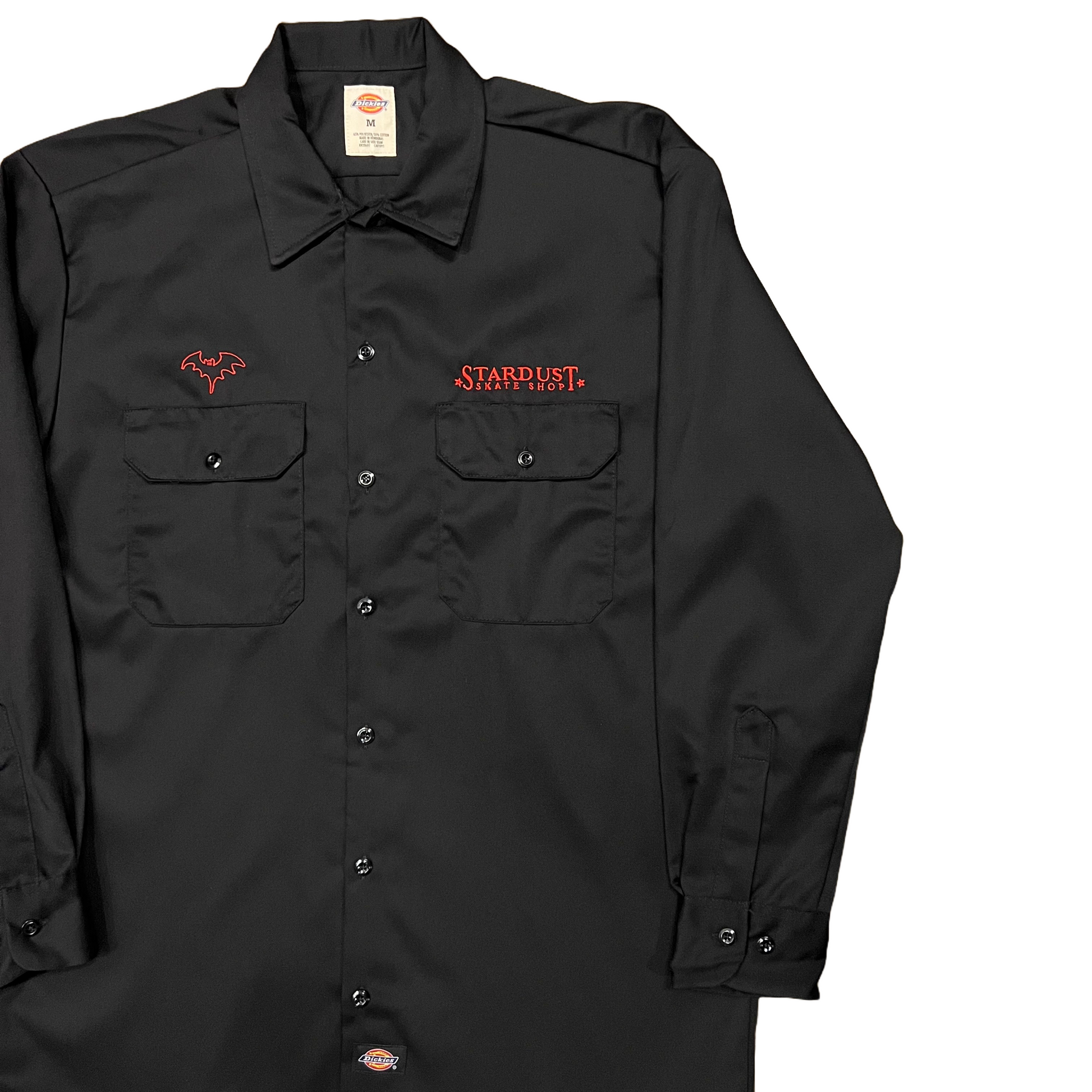 Stardust Skate Shop Alchemy Dickies Embroidered Long Sleeve Work Shirt 035 Black / Bright Red Small Stardust Skate Shop Alchemy Dickies Embroidered Long Sleeve Work Shirt 035 Black / Bright Red Small