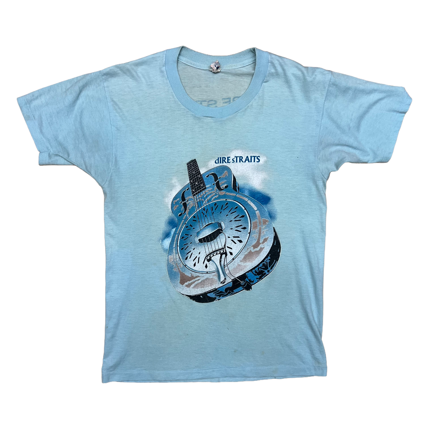 Vintage 1985 Dire Straits Brothers In Arms Tour Tee - Small - Baby Blue
