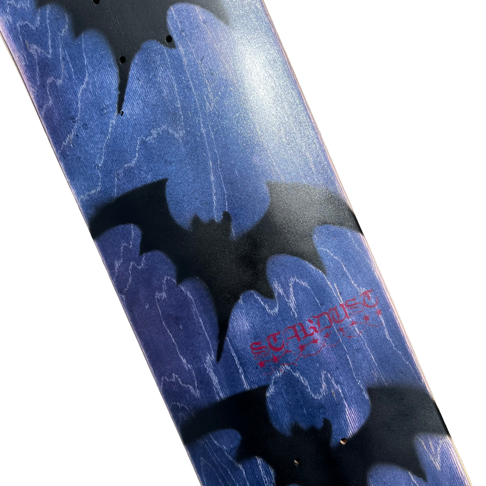 Stardust Tri-Bat Blackletter Deck 052 8.25" (Full Cut) Blue Veneer / Flat Black / Bright Red