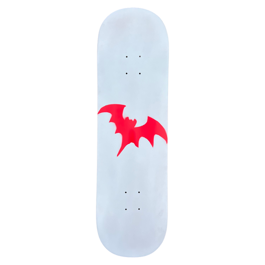 Stardust Matte White / Bright Red Bat Deck 041 8.75" (Full Cut)