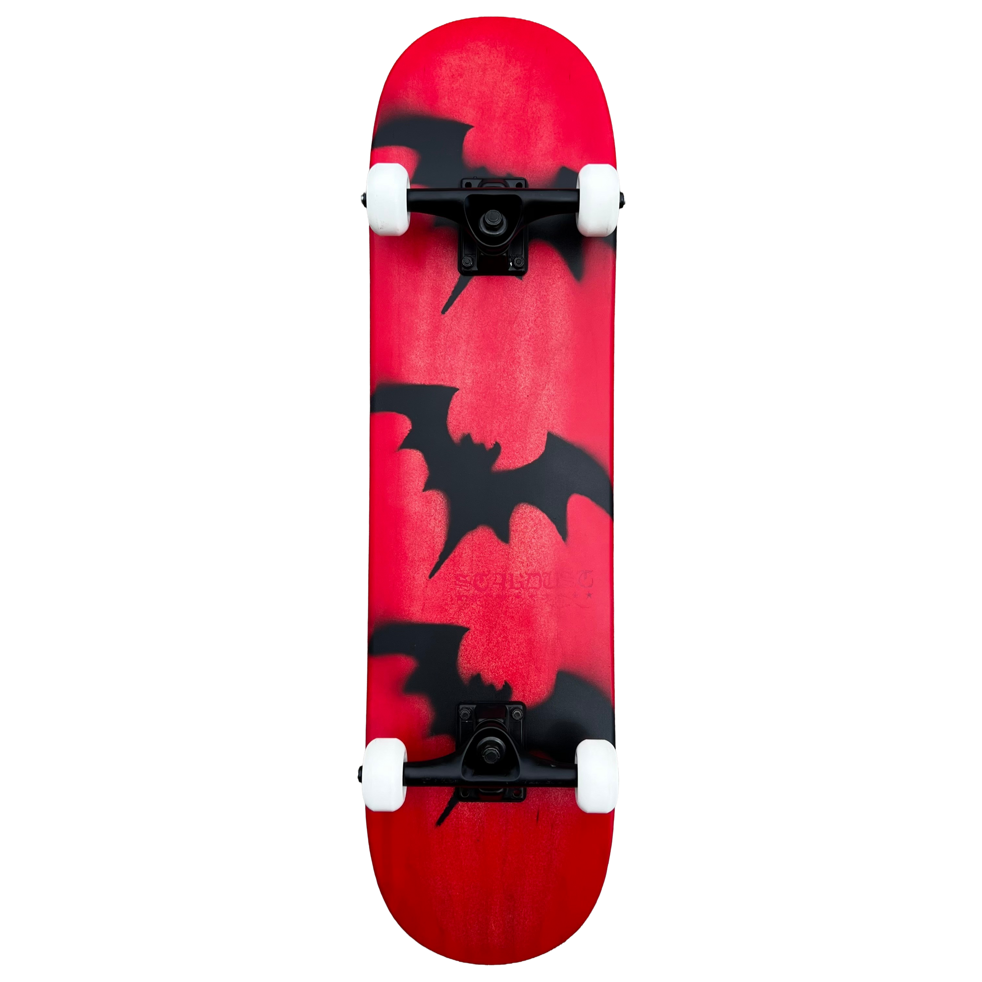 Stardust Skate Shop Tri-Bat Blackletter Full Size Pre-Built Complete Entry Level Skateboard 8.0" x 31.75" Bright Red Patina / Flat Black / Bright Red