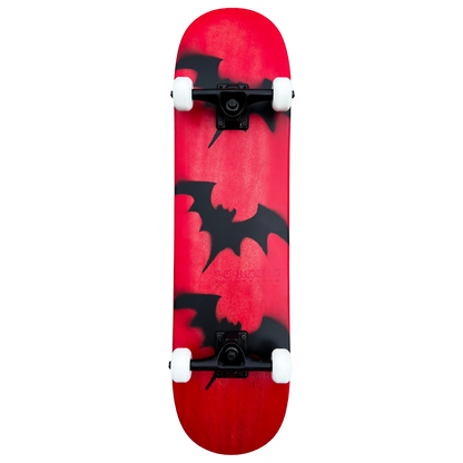 Stardust Skate Shop Tri-Bat Blackletter Full Size Pre-Built Complete Entry Level Skateboard 8.0" x 31.75" Bright Red Patina / Flat Black / Bright Red