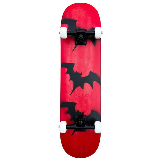 Stardust Skate Shop Tri-Bat Blackletter Full Size Pre-Built Complete Entry Level Skateboard 8.0" x 31.75" Bright Red Patina / Flat Black / Bright Red