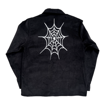 Stardust Bat / Spider Web Dickies Long Sleeve Corduroy Work Shirt 041 & 042 Black / Metallic Silver
