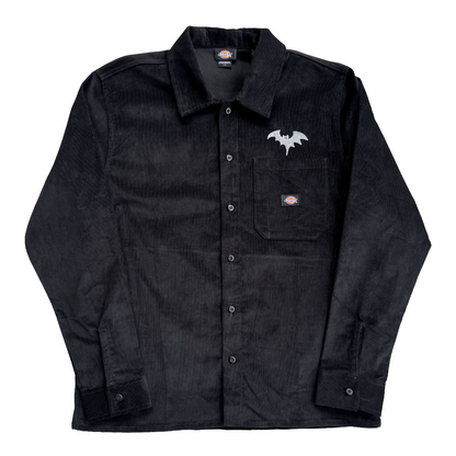 Stardust Bat / Spider Web Dickies Long Sleeve Corduroy Work Shirt 041 & 042 Black / Metallic Silver
