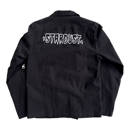 Stardust Bat / Cramps Text Kill City Screenprinted Moto Jacket 041 & 044 Black / Metallic Silver