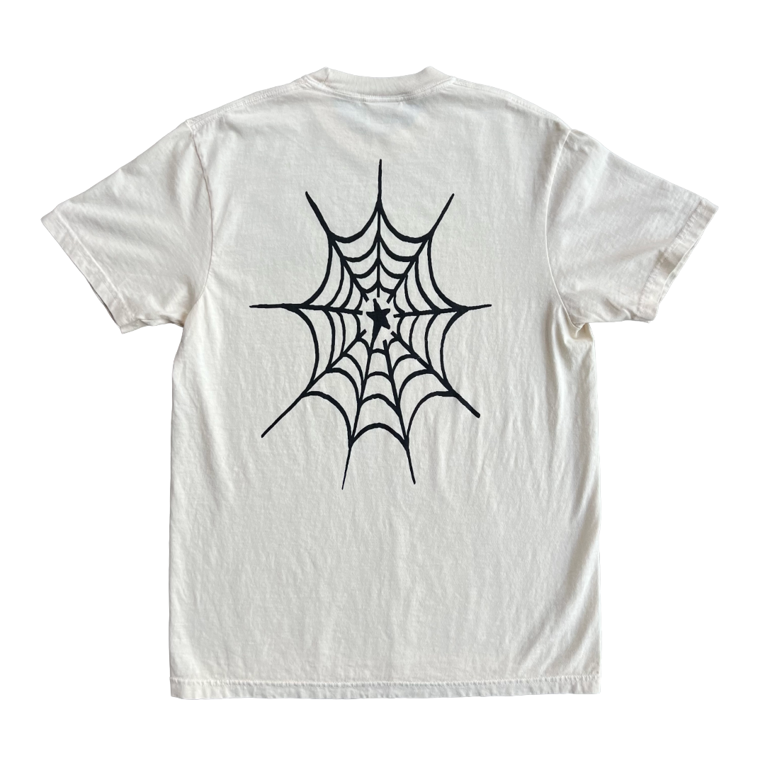 Stardust Skate Shop "Spider Web" Garment-Dyed Tee 042 Ivory / Black