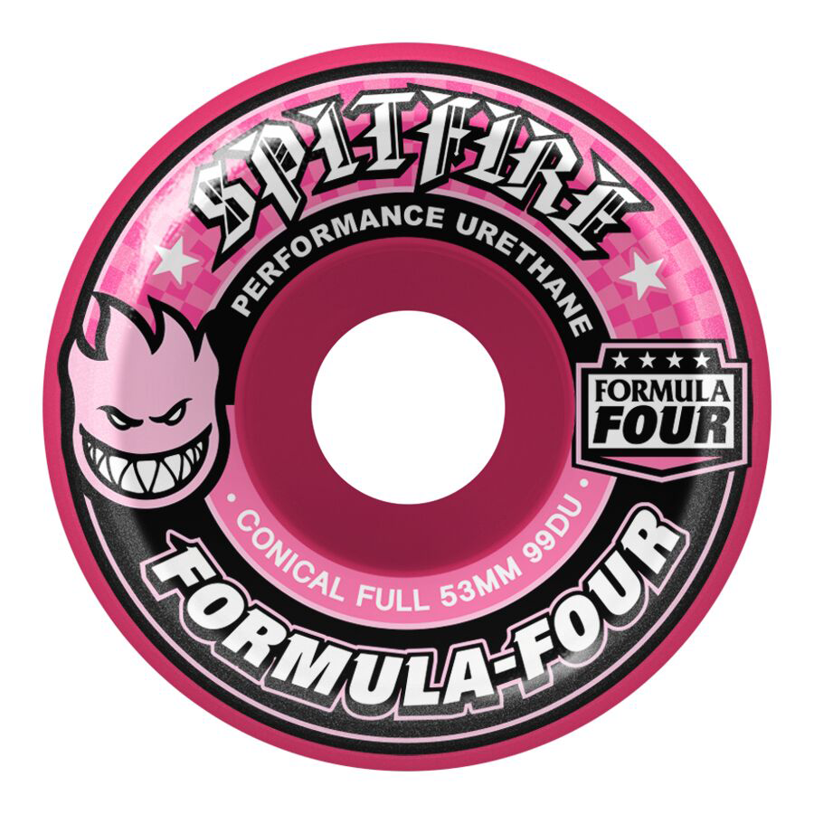 Spitfire Formula Four Pink Conical Full 53mm 99d Set Of 4 Skateboard Wheels