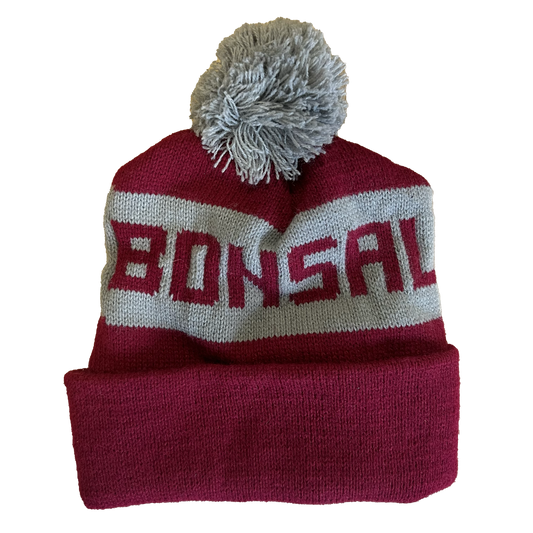 Vintage Bonsal Pom Beanie Burgundy / Grey