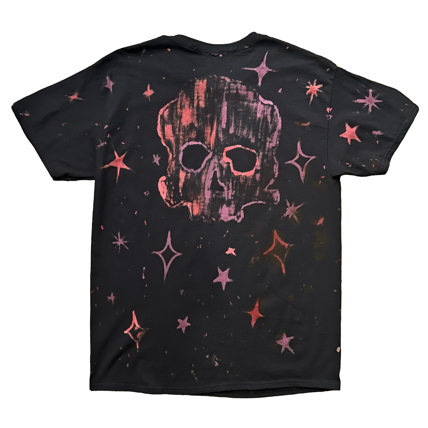 Stardust Devil Man 1/1 Experiment 002 Tee 018 Bleach Painted & Over-Dyed Black / Red / Violet / Black