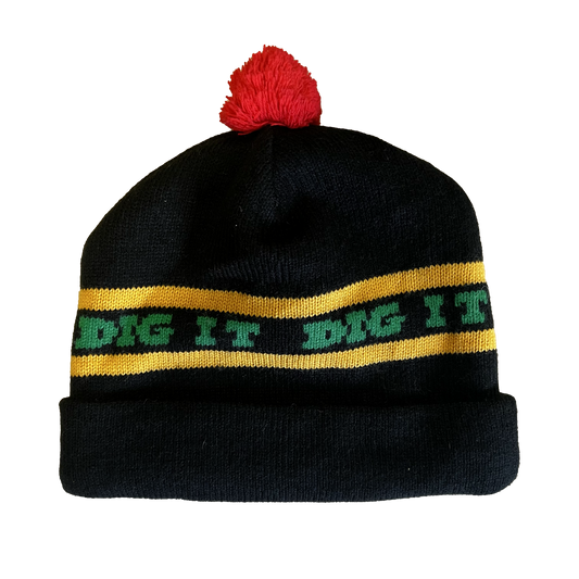 Vintage Dig It Pom Beanie Black / Red