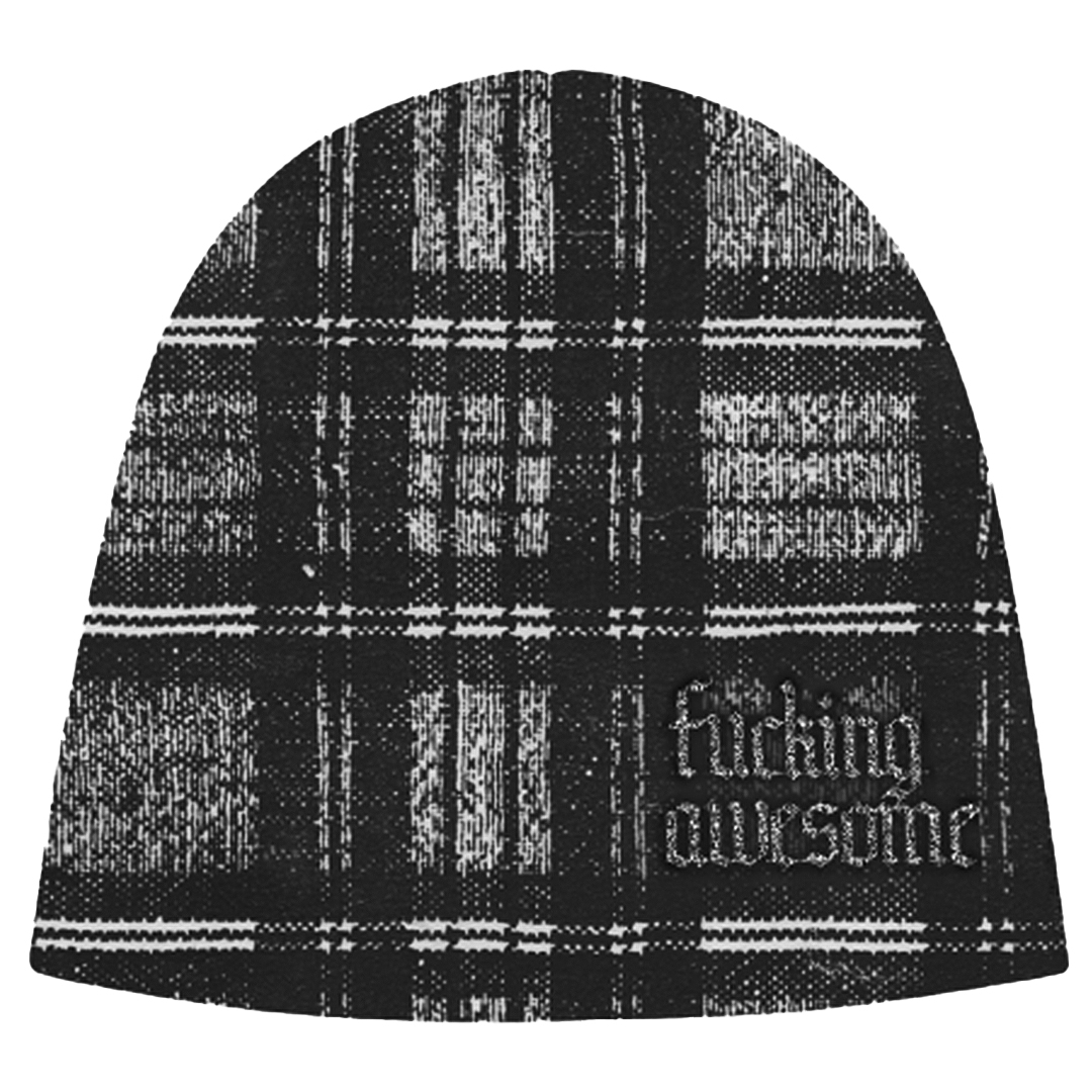 Fucking Awesome Digital Plaid Skully Beanie Black / White