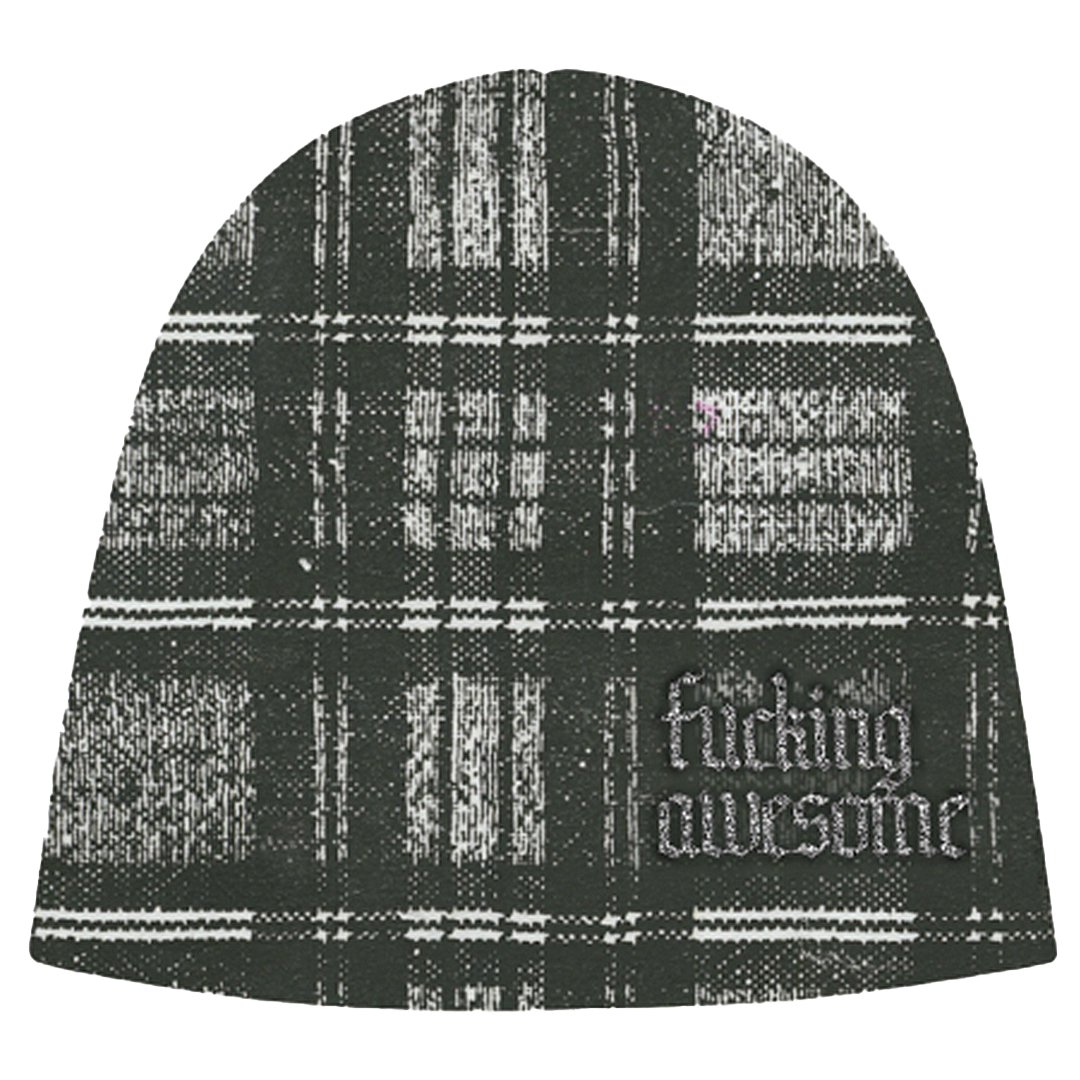Fucking Awesome Digital Plaid Skully Beanie Green / White
