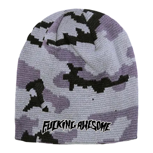 Fucking Awesome Embroidered Stamp Logo Skully Beanie Blue Camo