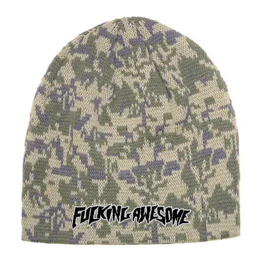 Fucking Awesome Embroidered Stamp Logo Skully Beanie Sienna Camo