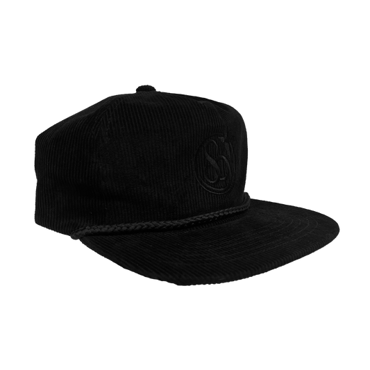 Stardust Wanderlust Lettermark Corduroy Snapback Hat 004 Black / Black