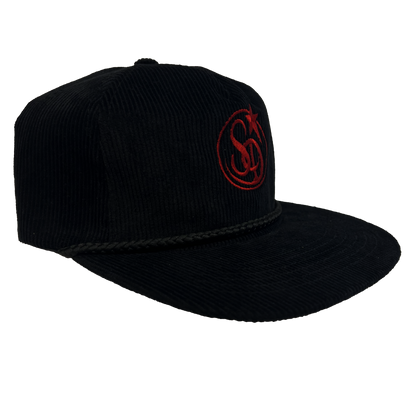 Stardust Wanderlust Lettermark Corduroy Snapback Hat 004 Black / Red