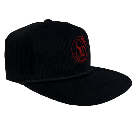 Stardust Wanderlust Lettermark Corduroy Snapback Hat 004 Black / Red