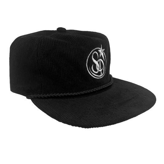 Stardust Wanderlust Lettermark Corduroy Snapback Hat 004 Black / White