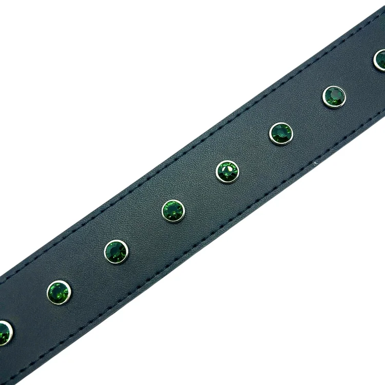 Loosey Rhinestone Belt Black / Emerald Green