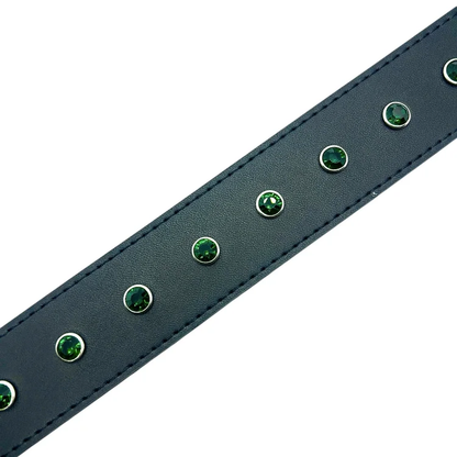 Loosey Rhinestone Belt Black / Emerald Green