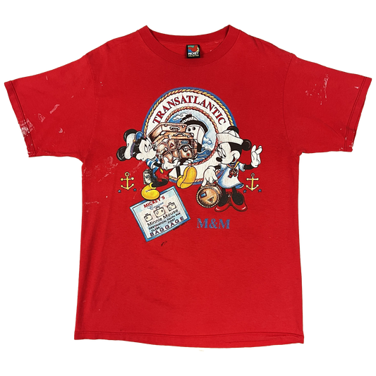 Vintage 1990s Mickey & Minnie Transatlantic Tee - Medium - Red