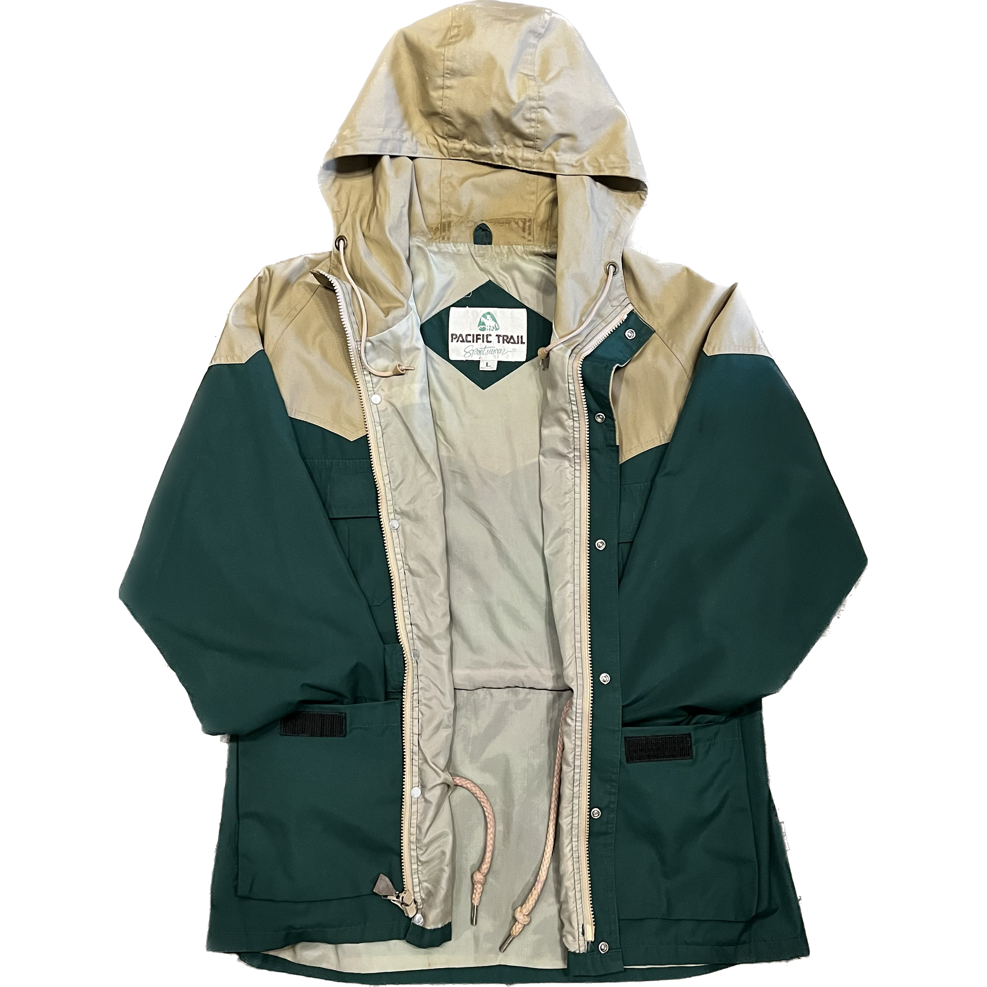 Vintage Pacific Trail Hooded Jacket - Large - Forest Green / Khaki